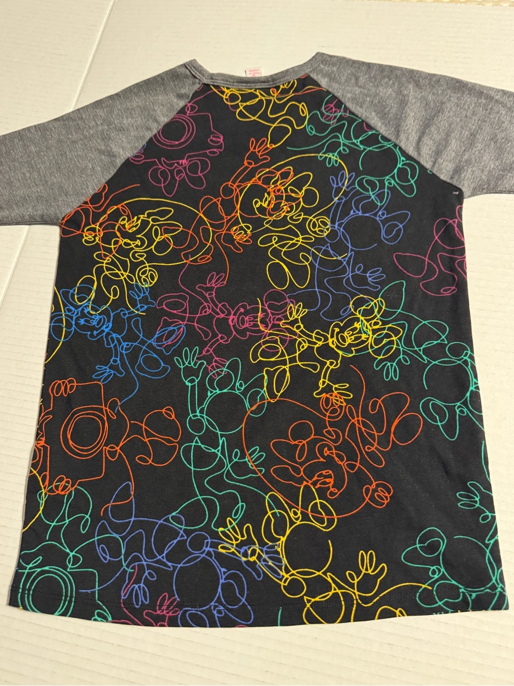 Lularoe Girls 6 Neon Raglan Minnie Mouse Tee